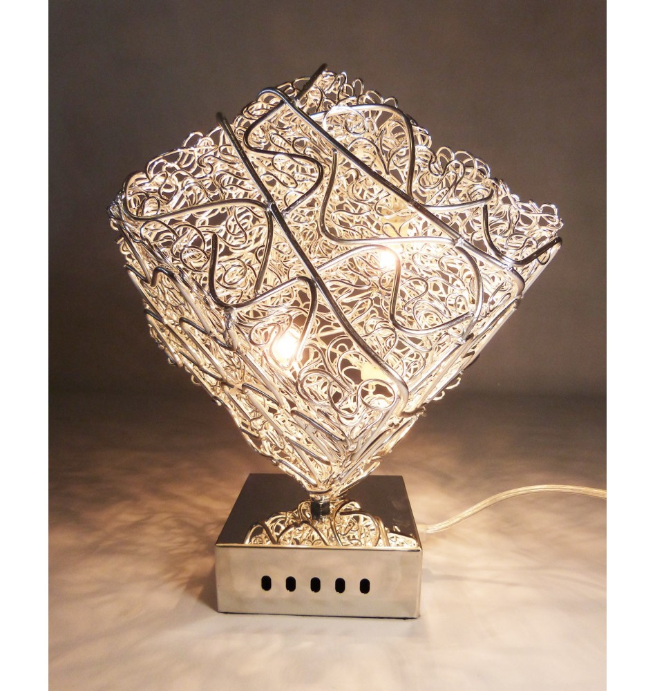 Lampe design cube fil de fer